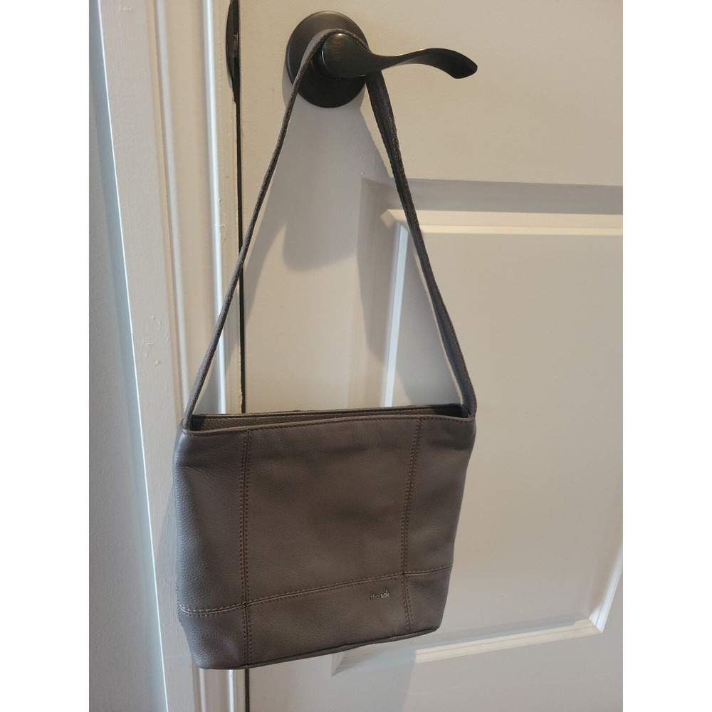 The Sak Slate Gray Leather Shoulder Bag Messenger